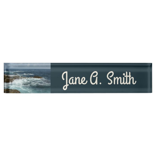 Porte-nom Pour Bureau Côte rocheuse d'Aruba et océan bleu (Devant)
