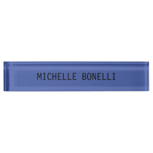 Porte-nom Pour Bureau Couleur Bleu Moyen Minimaliste Plat Lisible Modern