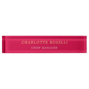 Porte-nom Pour Bureau Couleur minimaliste rouge carmin professionnel