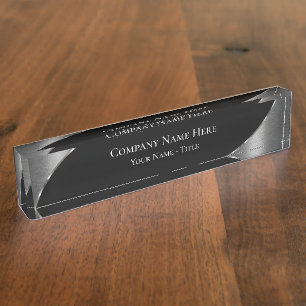 Porte-nom Pour Bureau Couleur Noir Et Argent