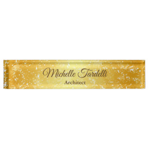 Porte-nom Pour Bureau Couleur Or Minimaliste Moderne Calligraphie De Scr