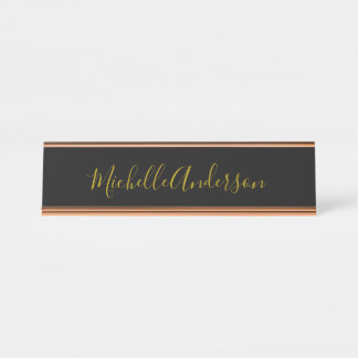 Porte-nom Pour Bureau Couleur or Noir Moderne minimaliste Nom de l'écrit