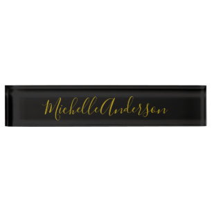 Porte-nom Pour Bureau Couleur or Noir Moderne minimaliste Nom de l'écrit