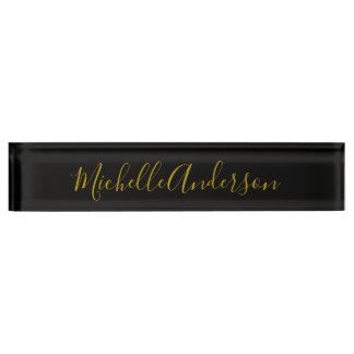 Porte-nom Pour Bureau Couleur or Noir Moderne minimaliste Nom de l'écrit