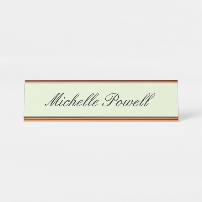 Porte-nom Pour Bureau Couleur Pastel Clair Moderne Script Tendance (Devant)