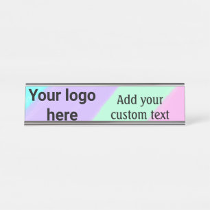 Porte-nom Pour Bureau Couleur pastel simple ajoutez votre logo texte per