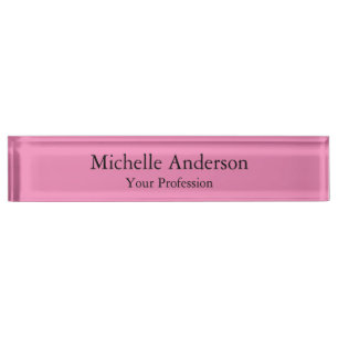 Porte-nom Pour Bureau Couleur rose Professionnel Moderne Plain