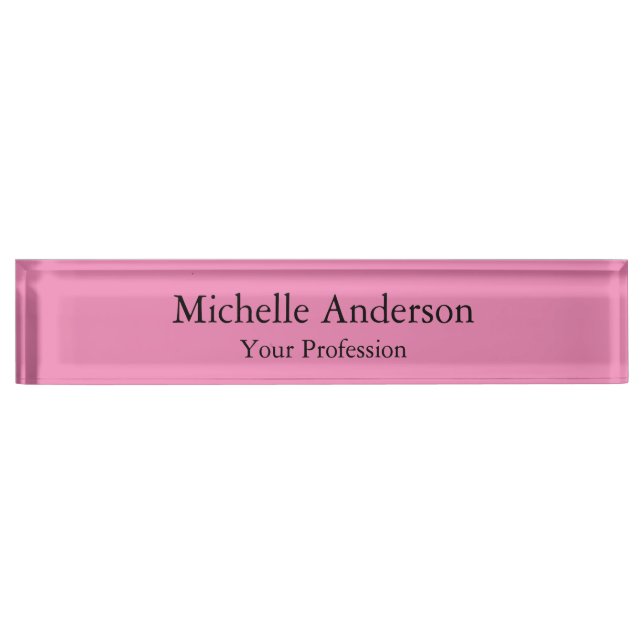 Porte-nom Pour Bureau Couleur rose Professionnel Moderne Plain (Devant)