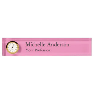Porte-nom Pour Bureau Couleur rose Professionnel Moderne Plain