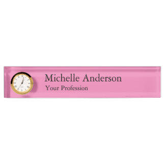 Porte-nom Pour Bureau Couleur rose Professionnel Moderne Plain
