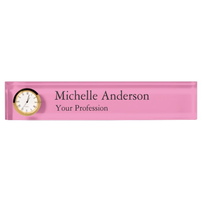 Porte-nom Pour Bureau Couleur rose Professionnel Moderne Plain (Devant)