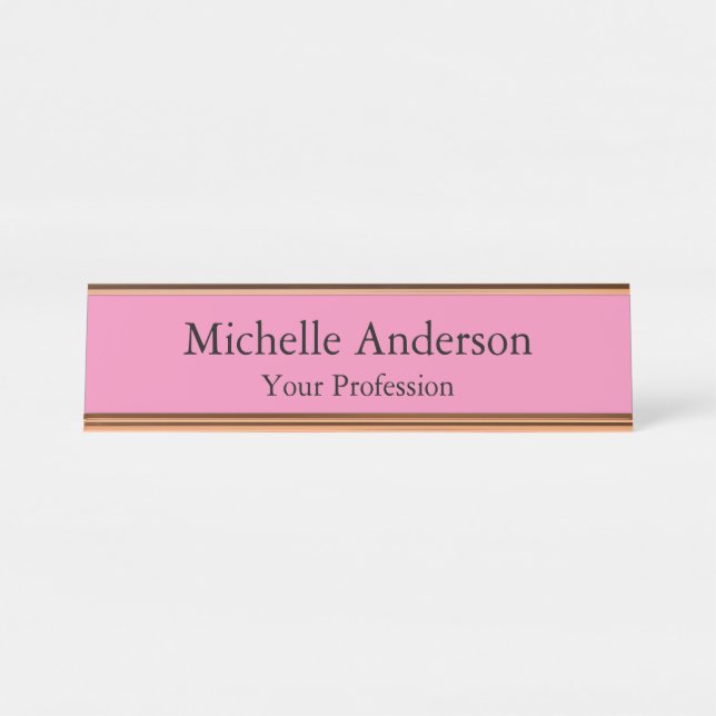 Porte-nom Pour Bureau Couleur rose Professionnel Moderne Plain (Devant)