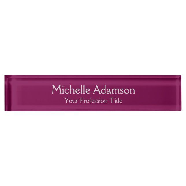 Porte-nom Pour Bureau Couleur Vin Professionnel Plat Moderne (Devant)