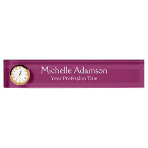 Porte-nom Pour Bureau Couleur Vin Professionnel Plat Moderne