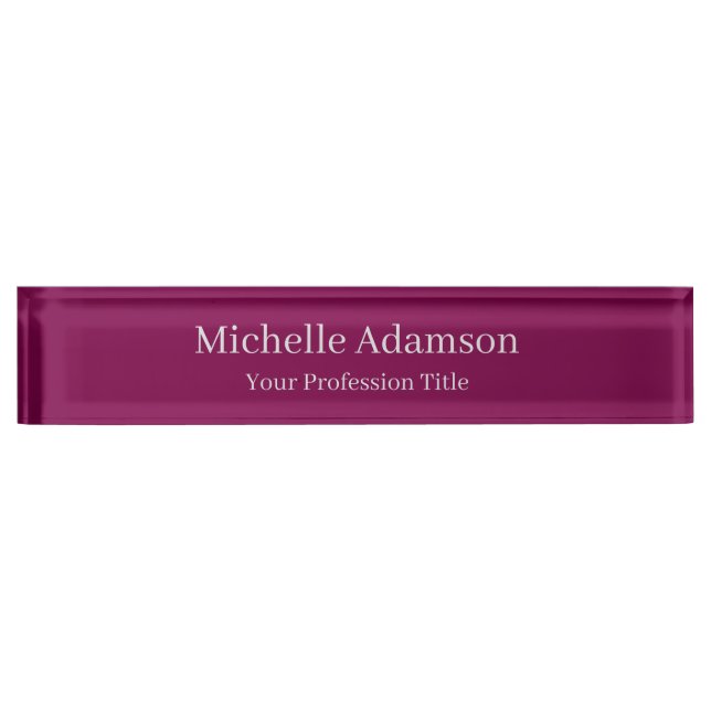 Porte-nom Pour Bureau Couleur Vin Professionnel Plat Moderne (Devant)