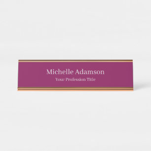 Porte-nom Pour Bureau Couleur Vin Professionnel Plat Moderne