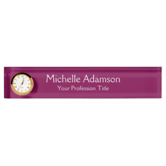 Porte-nom Pour Bureau Couleur Vin Professionnel Plat Moderne