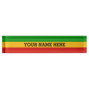 Porte-nom Pour Bureau COULEURS DE DRAPEAU DE RASTAFARI + votre texte