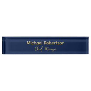 Porte-nom Pour Bureau Couleurs d'or bleu professionnel tendance moderne