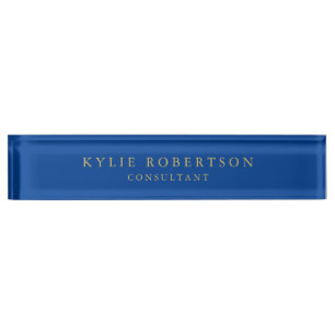 Porte-nom Pour Bureau Couleurs d'or bleu profond Professionnel tendance 
