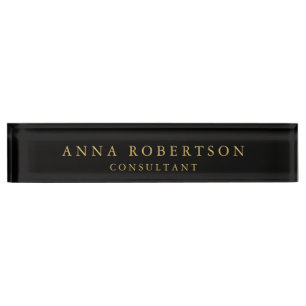 Porte-nom Pour Bureau Couleurs d'or noir professionnel minimaliste tenda