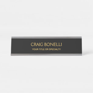 Porte-nom Pour Bureau Couleurs noires d'or clair minimaliste moderne