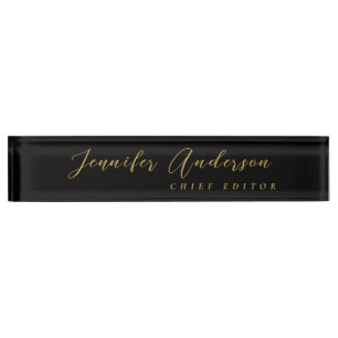 Porte-nom Pour Bureau Couleurs Or Noir Professionnel Tendance Moderne Un
