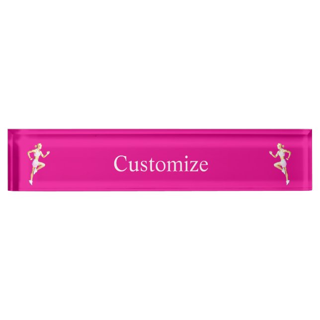 Porte-nom Pour Bureau Coureuse féminine en forme Thunder_Cove (Devant)