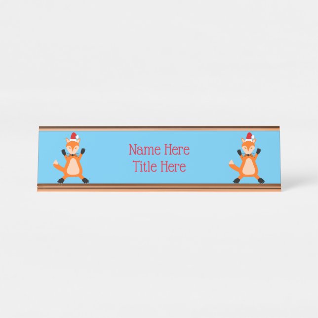 Porte-nom Pour Bureau Coutume Noël Fox Custom (Devant)