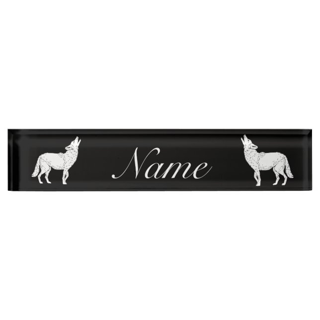 Porte-nom Pour Bureau Coyote Howling Thunder_Cove (Devant)