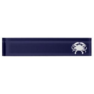 Porte-nom Pour Bureau Crabe blanc et bleu marine
