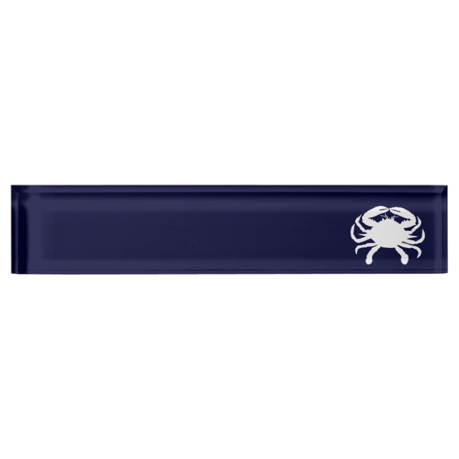 Porte-nom Pour Bureau Crabe blanc et bleu marine (Devant)