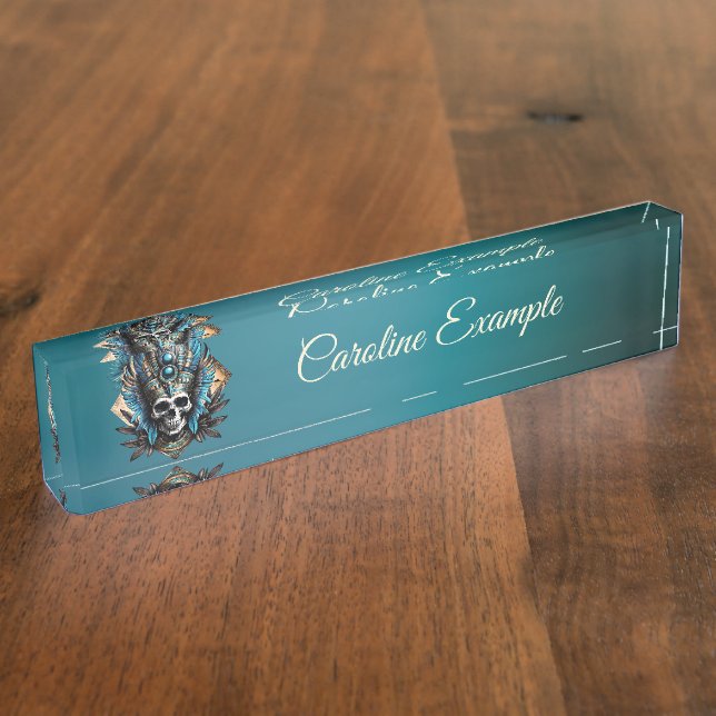 Porte-nom Pour Bureau Crâne qui incarne l'aura mystique (Taille)