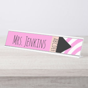 Porte-nom Pour Bureau Crayon Arc-en-Ciel Enseignants de Maternelle 