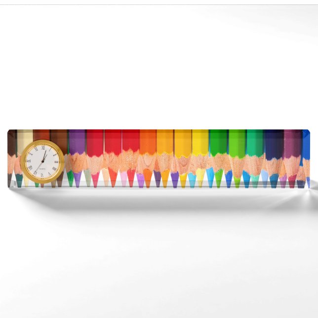 Porte-nom Pour Bureau Crayons colorés (Devant)