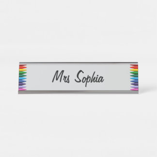 Porte-nom Pour Bureau Crayons colorés personnalisés Bordure cadre