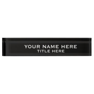 Porte-nom Pour Bureau Créer votre propre noir