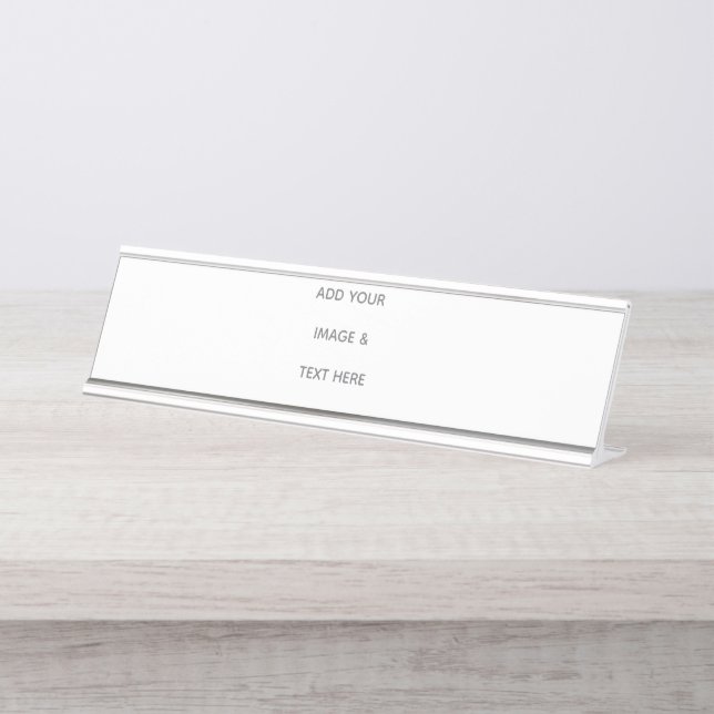 Porte-nom Pour Bureau Créez votre propre blanc  (Devant)