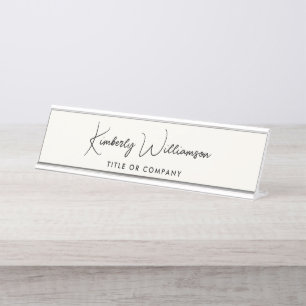 Porte-nom Pour Bureau Crème professionnelle de script chic