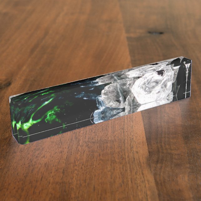 Porte-nom Pour Bureau Cristaux blancs dans l'espace extérieur noir (Taille)