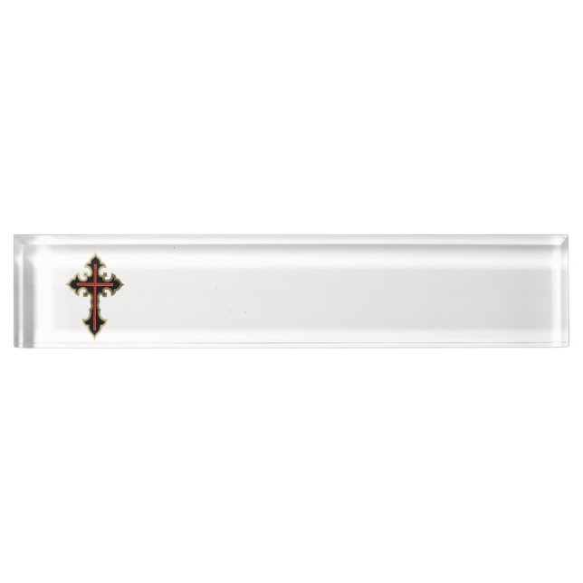 Porte-nom Pour Bureau Croix chrétienne (Devant)