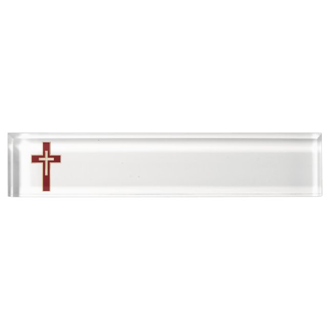 Porte-nom Pour Bureau Croix chrétienne (Devant)