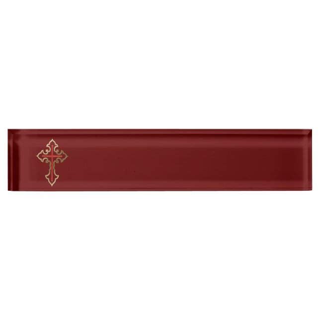 Porte-nom Pour Bureau Croix chrétienne (Devant)