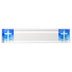 Porte-nom Pour Bureau Croix de chrétien personnalisable de Jésus-Chris