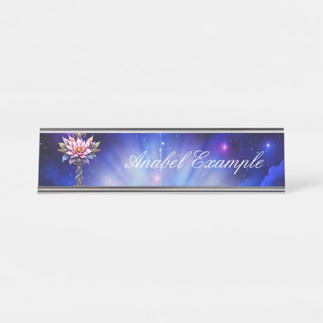 Porte-nom Pour Bureau Croix du Lotus Céleste (Devant)