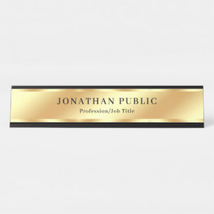 Porte-nom Pour Bureau Custom Black & Gold Modern Elegant Modèle Luxe