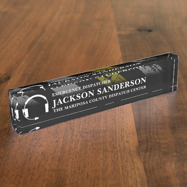 Porte-nom Pour Bureau Custom Dispatcher Emergency Services Employee Logo (Taille)