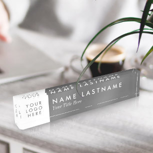 Porte-nom Pour Bureau Custom Logo Dark Grey Modern