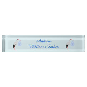 Porte-nom Pour Bureau Cute Blue Baby Boy Stork Custom