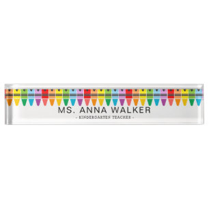 Porte-nom Pour Bureau Cute Colorée Arc-en-ciel Crayons jardin d'enfants